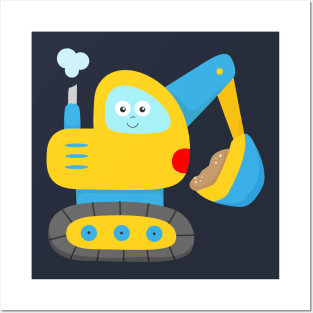 Excavator Digger Kids Toddler Boys Posters and Art